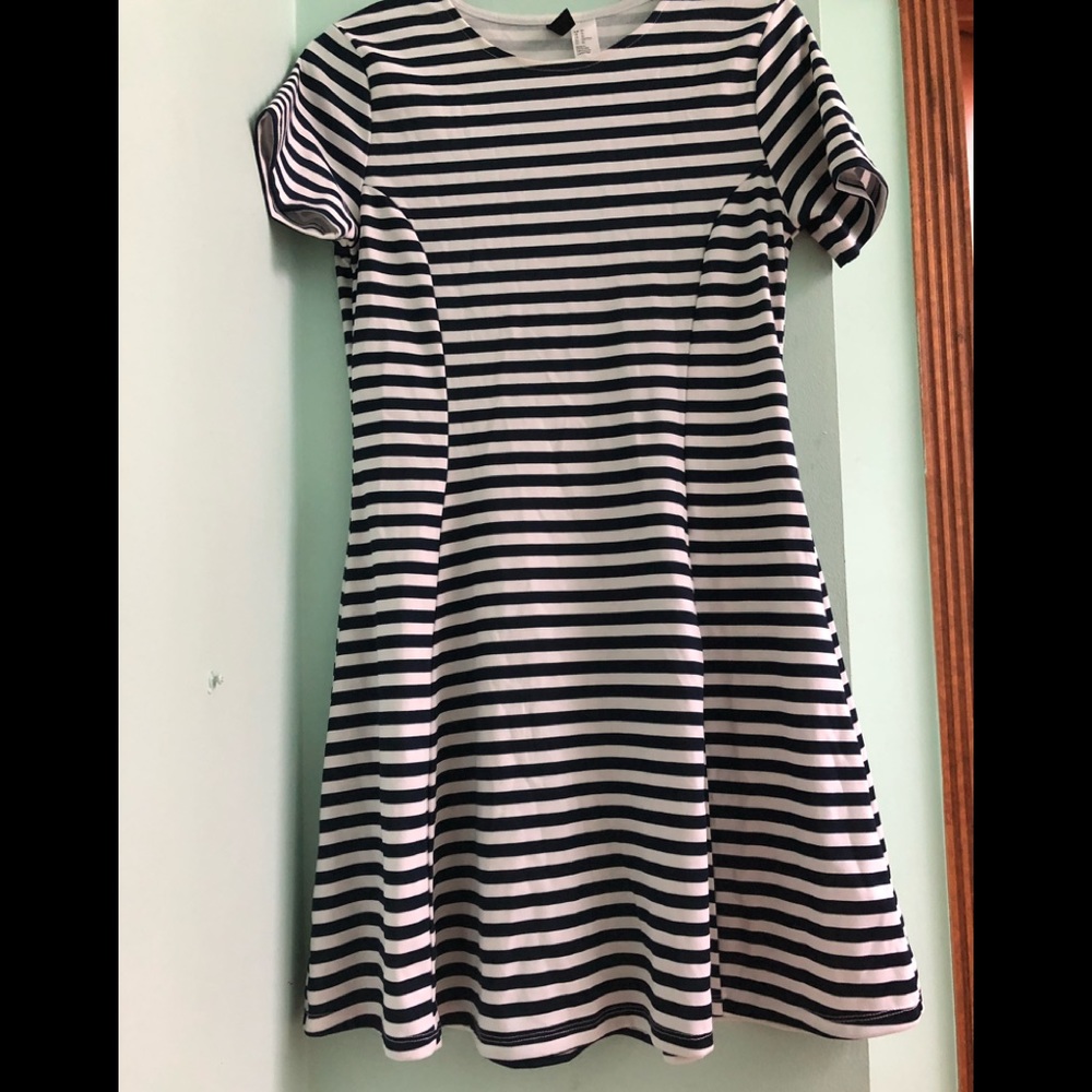 H&M Blue and White Striped Dress